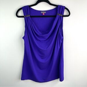 Vince Camuto Cowl Neck Purple Tank Top With Gold Accents Size M